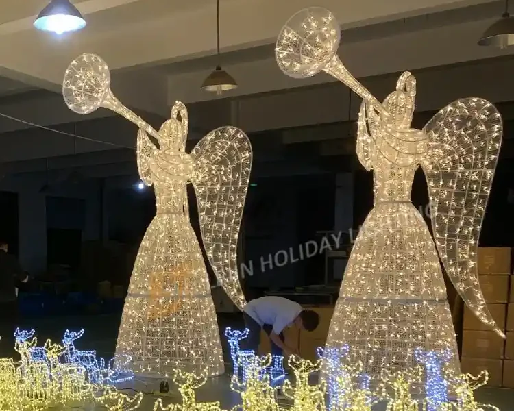 3D angel trumpet motif lights Factory custom street decorative lights