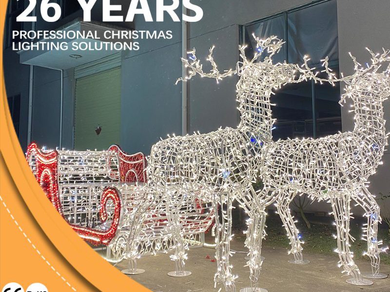 Custom 3D Deer Sleigh Motif Lights Manufacturer
