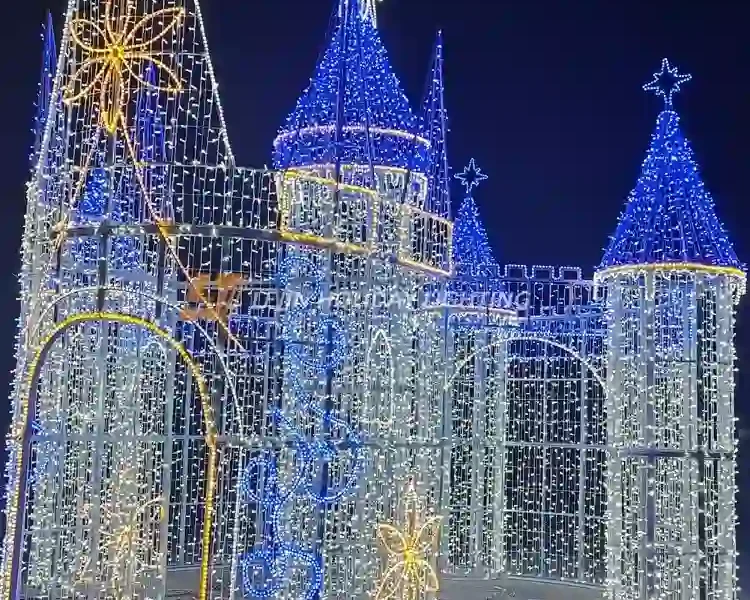 Customized large 3D castle motif light square Christmas decorations