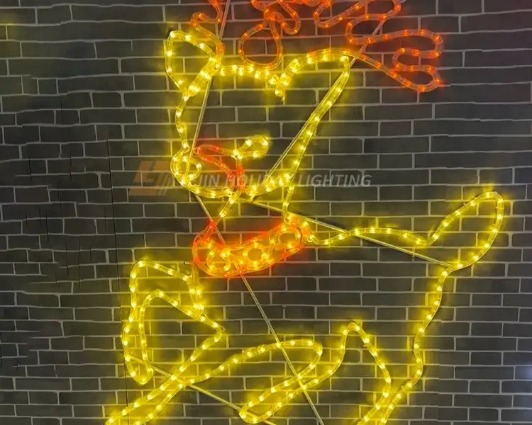 Customized middle-sized 2D little elk motif light mall Christmas decorations