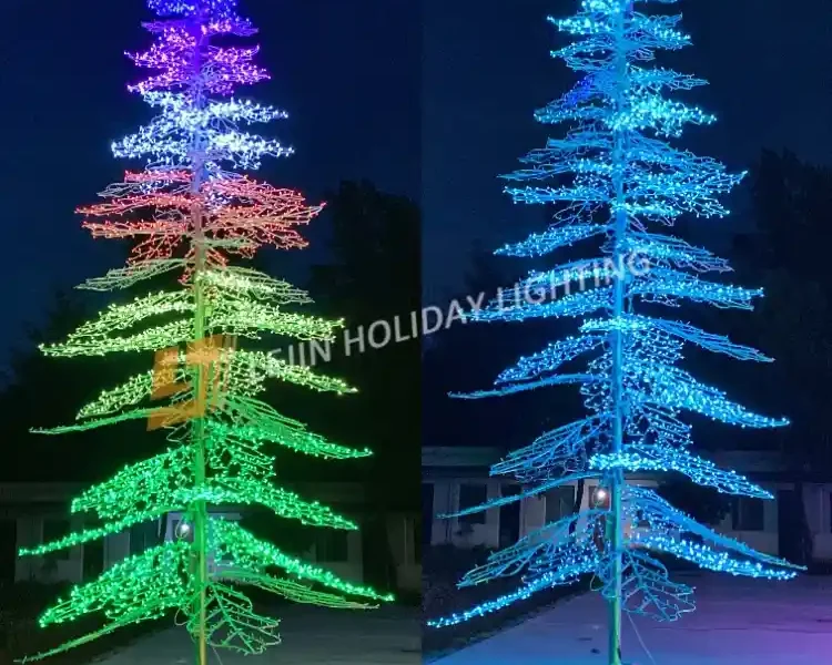 Factory custom 3D cedar tree motif lights for outdoor decorative lighting