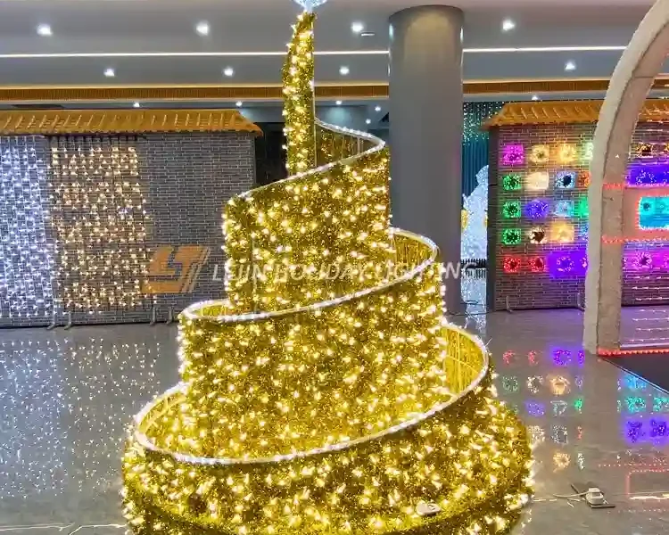 Large 3D fountain motif lights spiral tree festival decoration