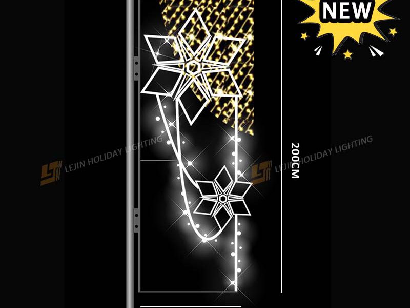 New Design Diamond Shaped Snowflakes Pole Motif Light