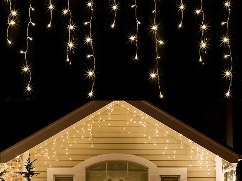 Party decoration warm white led icicle string light for Christmas lighting